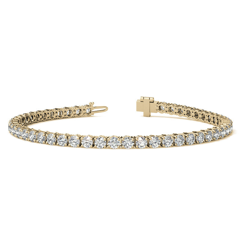 Created Sapphire Tennis Bracelet - 6ctw 3mm Round Stones | 14K Gold Overlay Classic Elegant