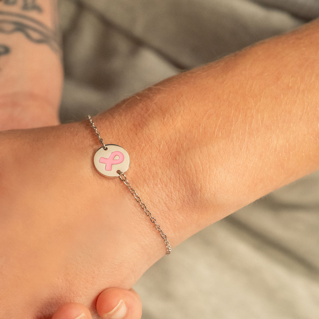 Breast Cancer Charm Bracelet – Gold PVD Stainless Steel Pink Ribbon Jewelry - Bracelets | Sunflower Soul Boutique