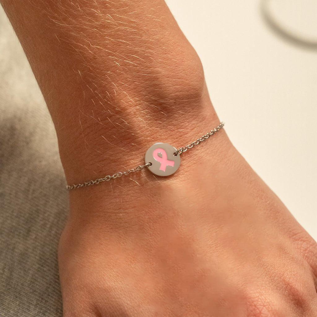 Breast Cancer Charm Bracelet – Gold PVD Stainless Steel Pink Ribbon Jewelry - Bracelets | Sunflower Soul Boutique
