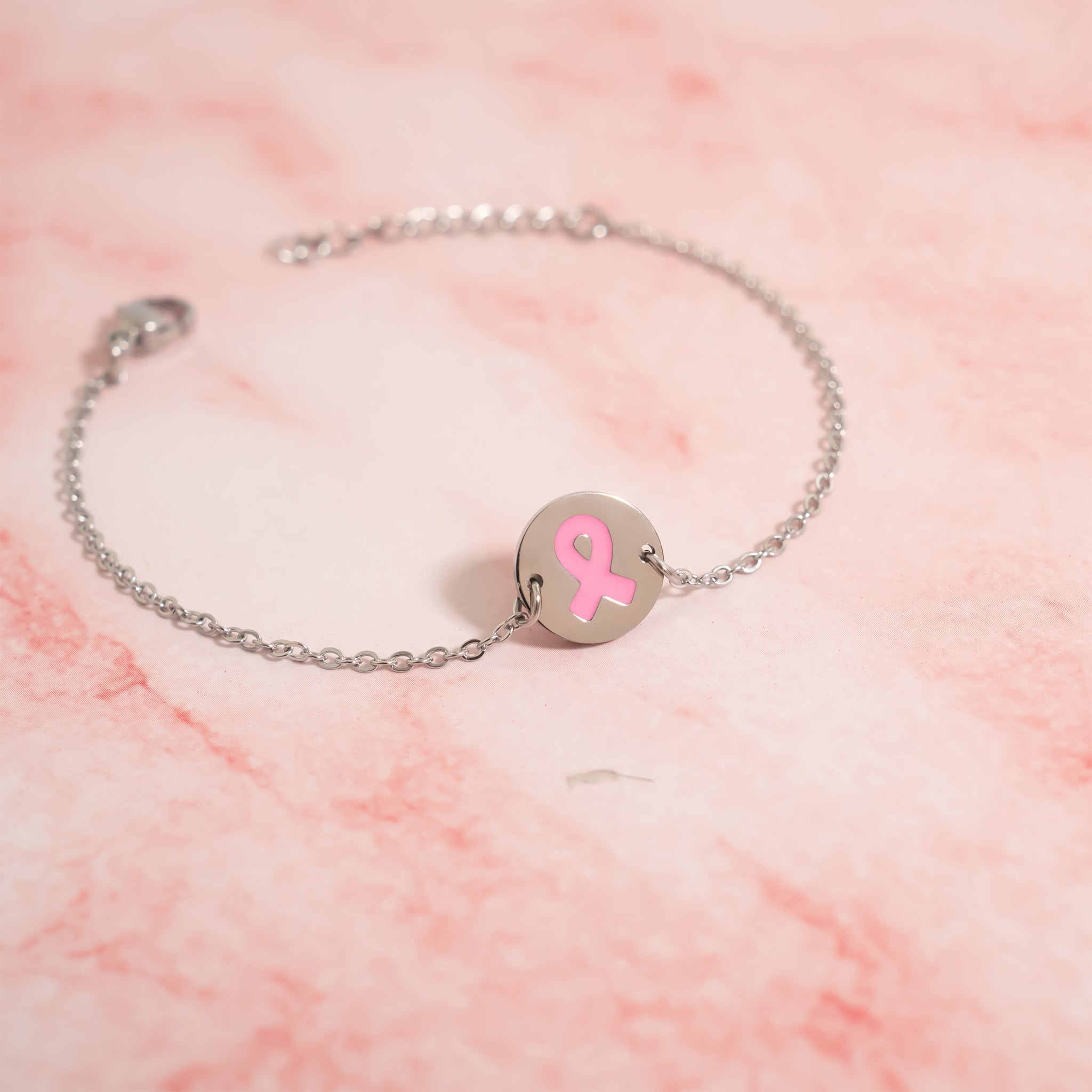 Breast Cancer Charm Bracelet – Gold PVD Stainless Steel Pink Ribbon Jewelry - Bracelets | Sunflower Soul Boutique