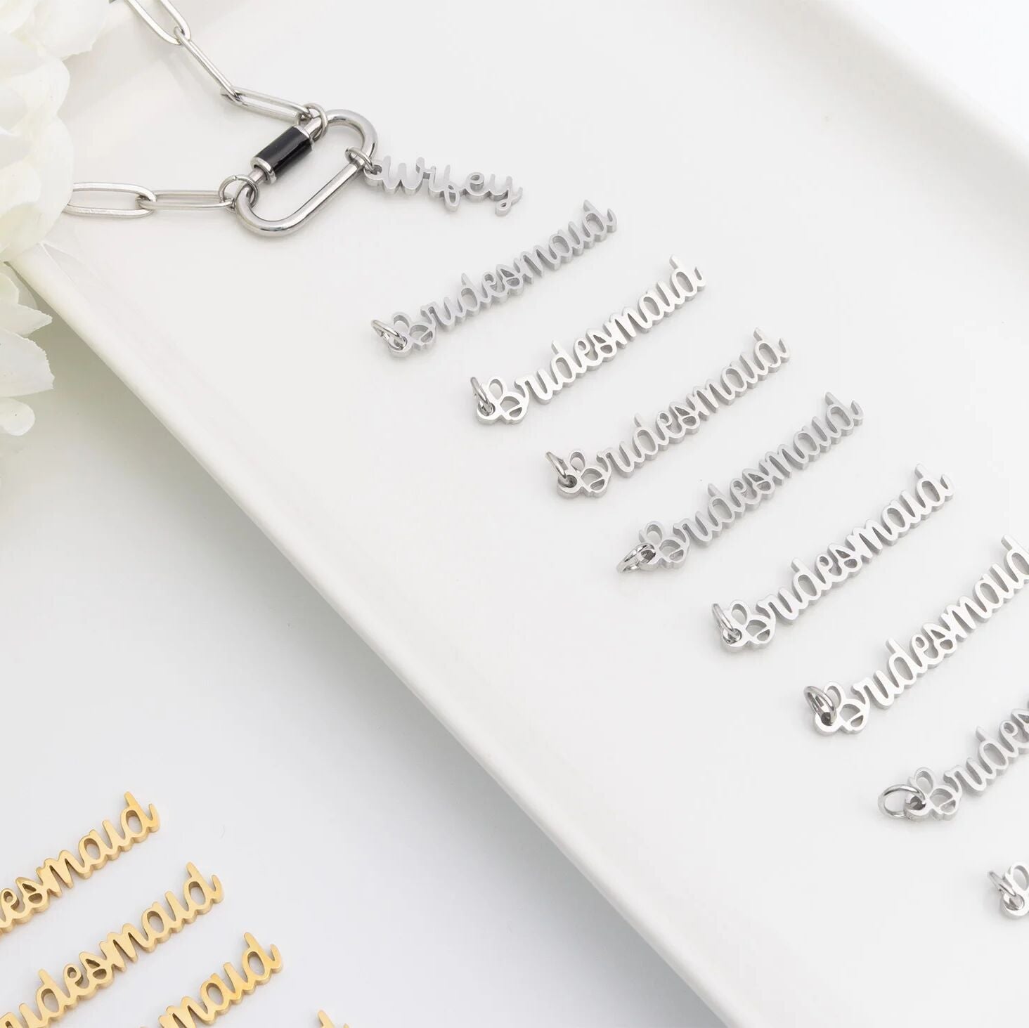 Bridal Party Charm Set – 18K Gold Plated Stainless Steel Wedding Keepsake - Jewelry sets | Sunflower Soul Boutique