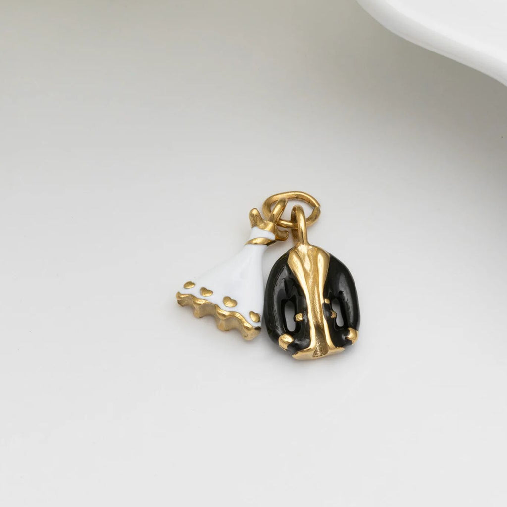18K Gold PVD Stainless Steel Bride and Groom Charm - gold studio 
