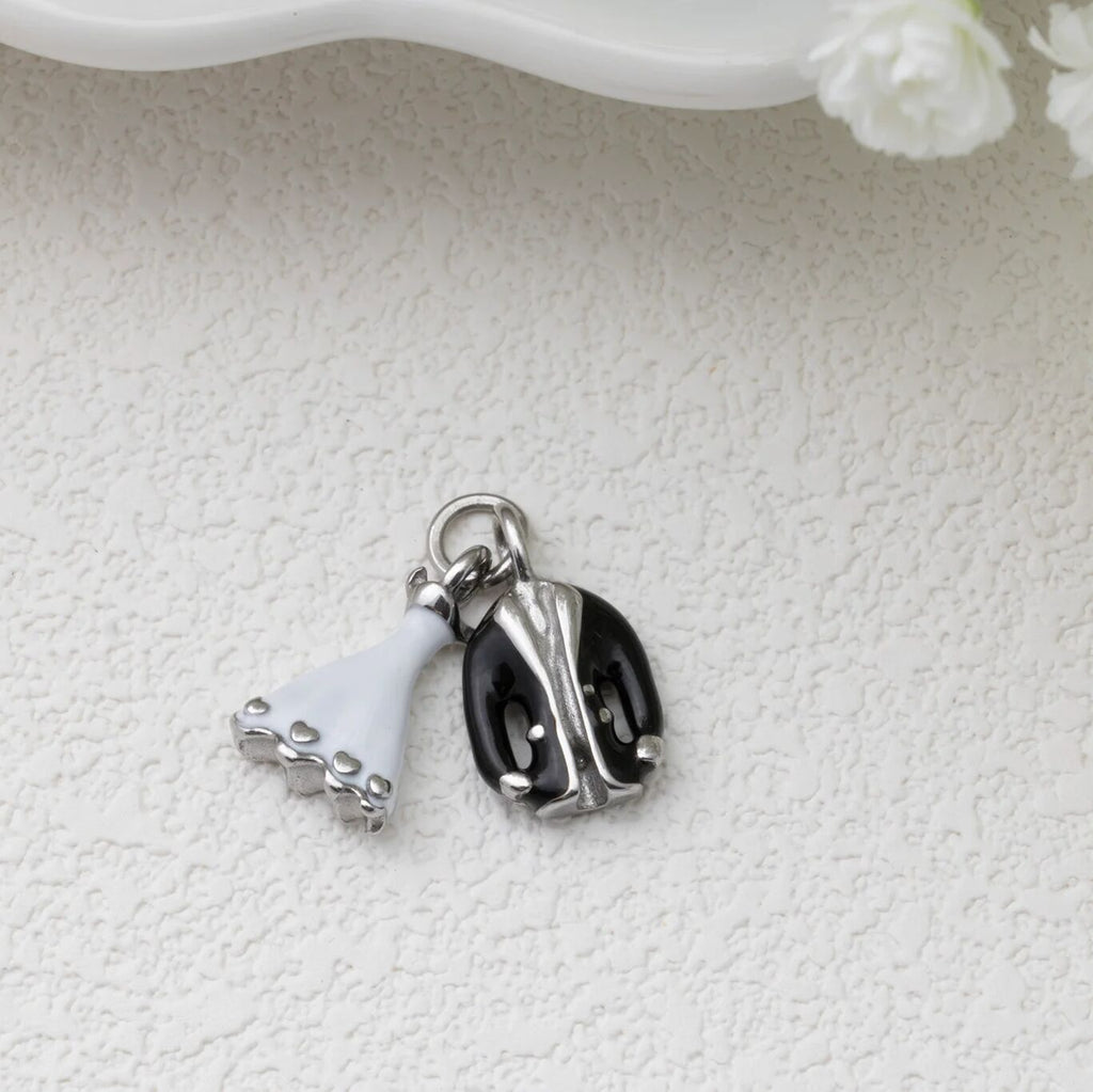 18K Gold PVD Stainless Steel Bride and Groom Charm - stainless studio 