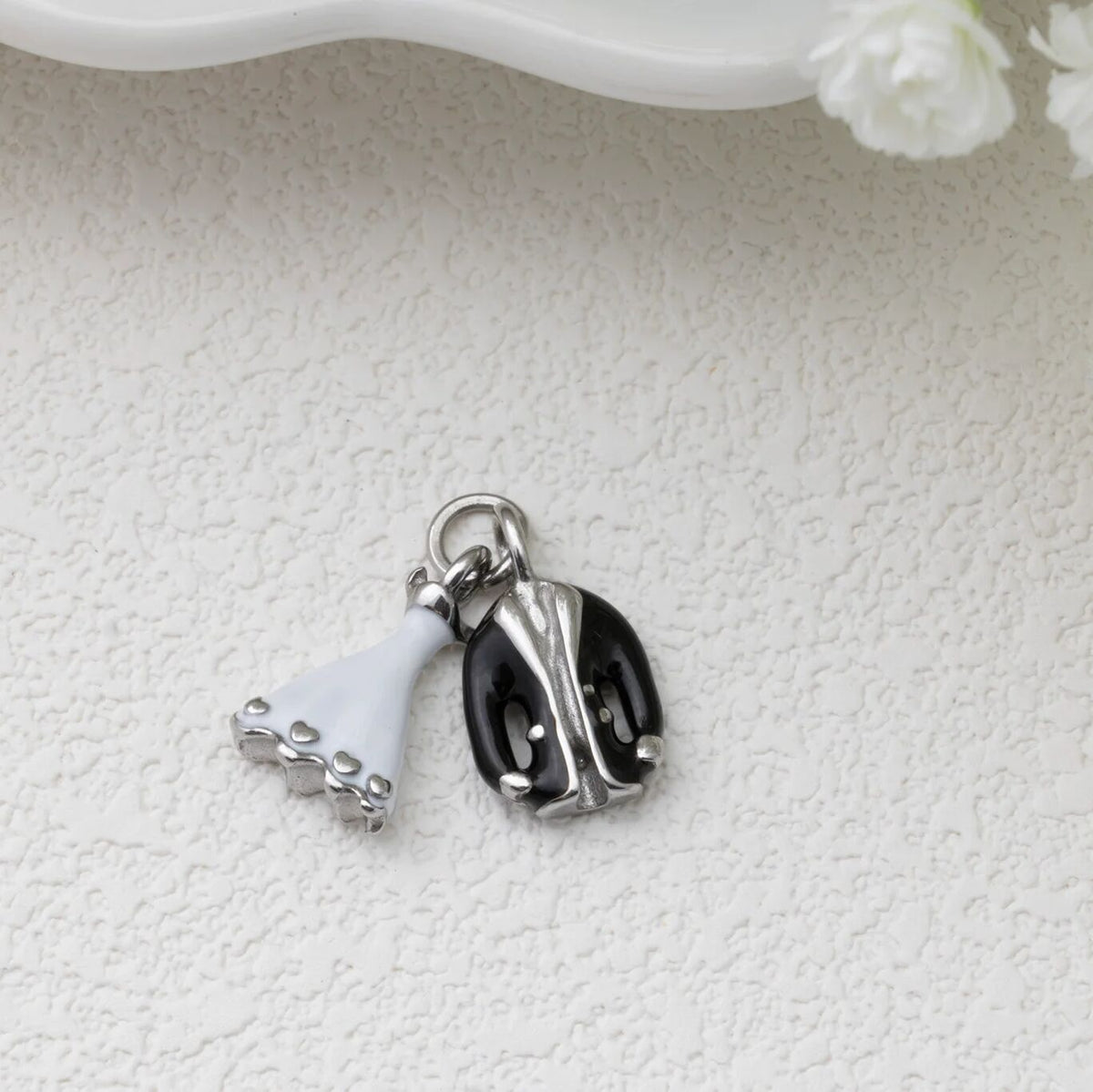 18K Gold PVD Stainless Steel Bride and Groom Charm - stainless studio 