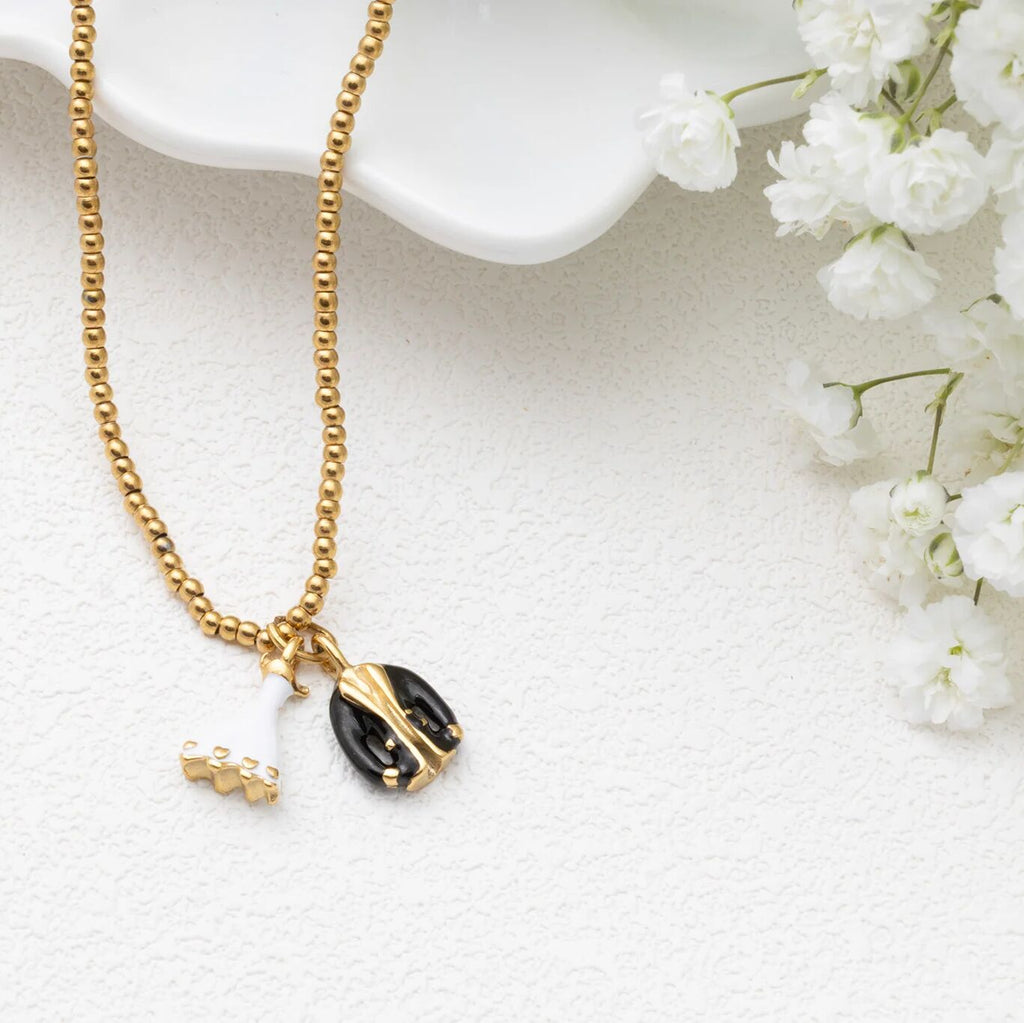 18K Gold PVD Stainless Steel Bride and Groom Charm - gold studio 