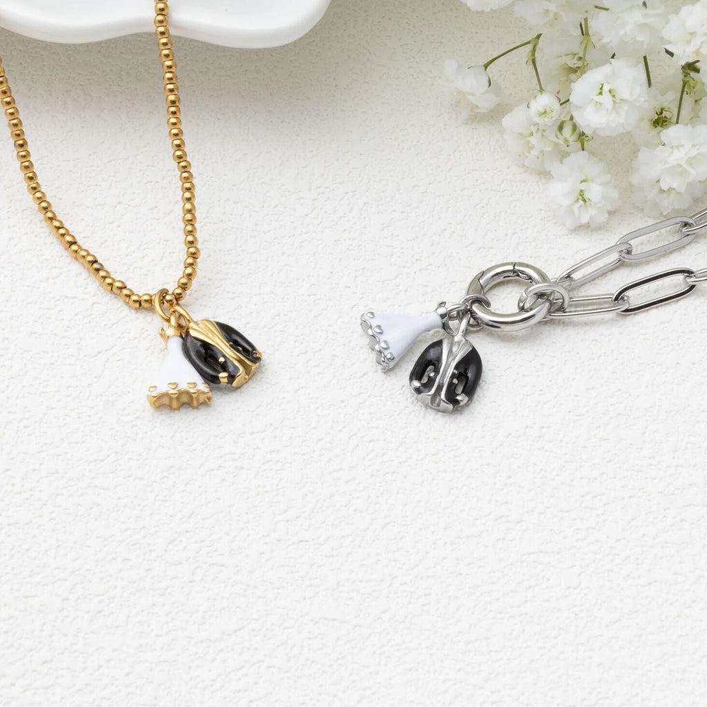 18K Gold PVD Stainless Steel Bride and Groom Charm - gold and stainless studio 