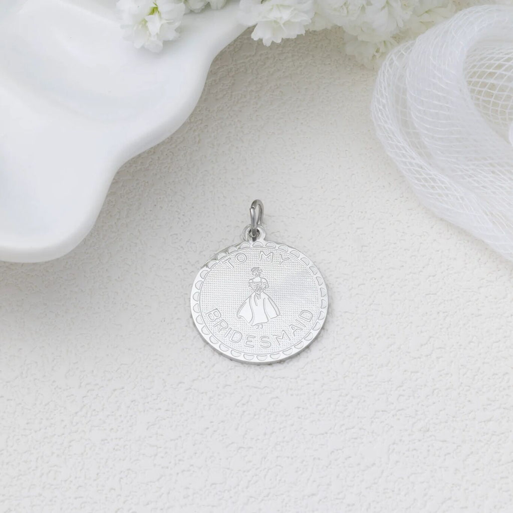 18K Gold PVD  Stainless Steel Be My Bridesmaid Charm - silver studio 