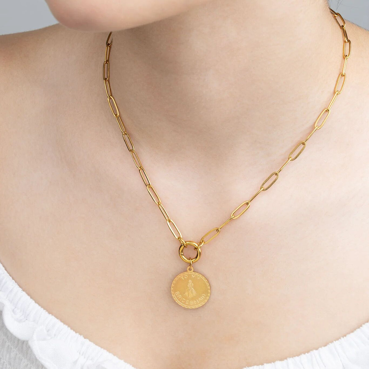 18K Gold PVD  Stainless Steel Be My Bridesmaid Charm - gold model 