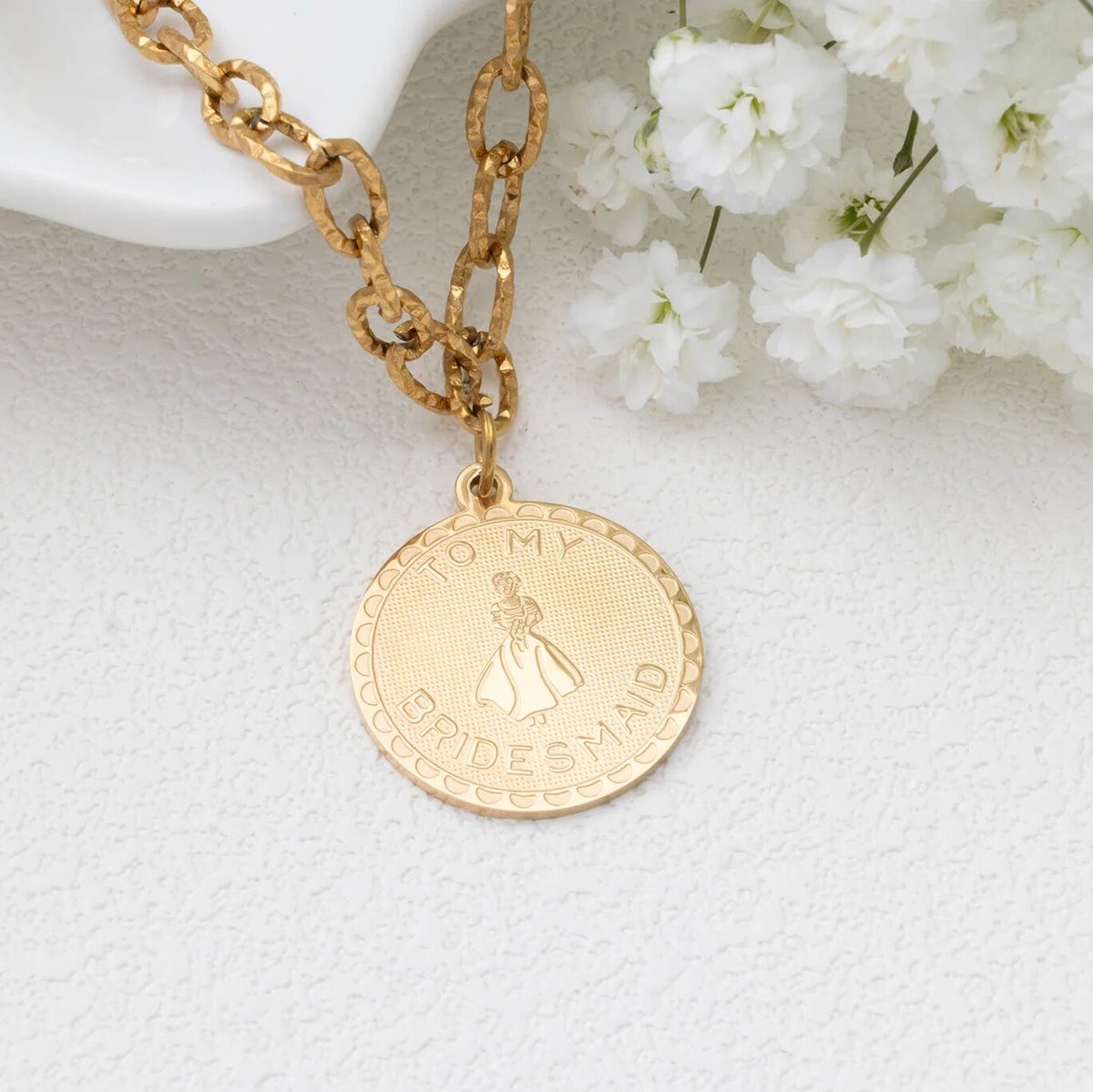 18K Gold PVD  Stainless Steel Be My Bridesmaid Charm - gold studio 