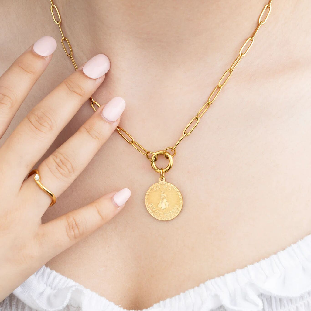 18K Gold PVD  Stainless Steel Be My Bridesmaid Charm - gold model 
