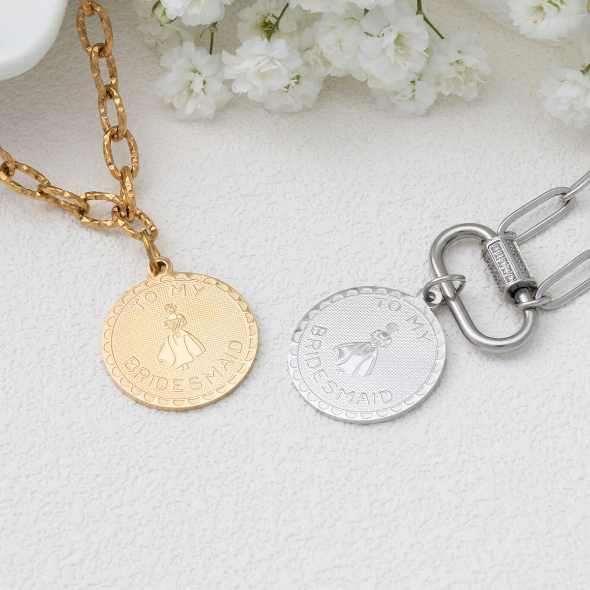 18K Gold PVD  Stainless Steel Be My Bridesmaid Charm - gold and silver studio 