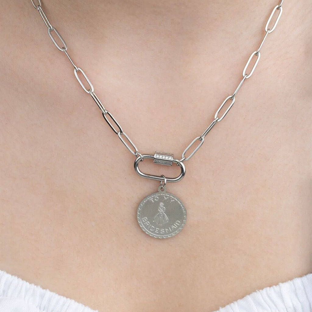 18K Gold PVD  Stainless Steel Be My Bridesmaid Charm - silver model 