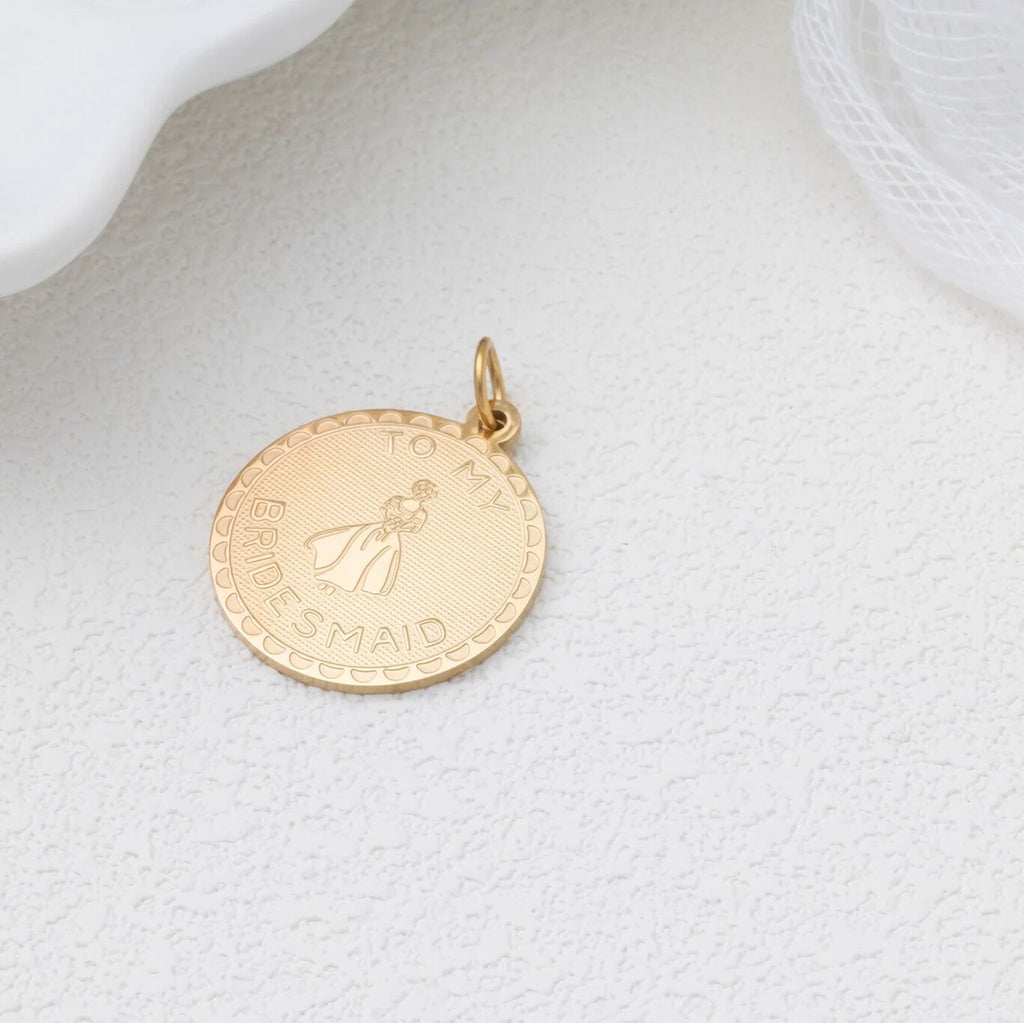 18K Gold PVD  Stainless Steel Be My Bridesmaid Charm - gold studio 