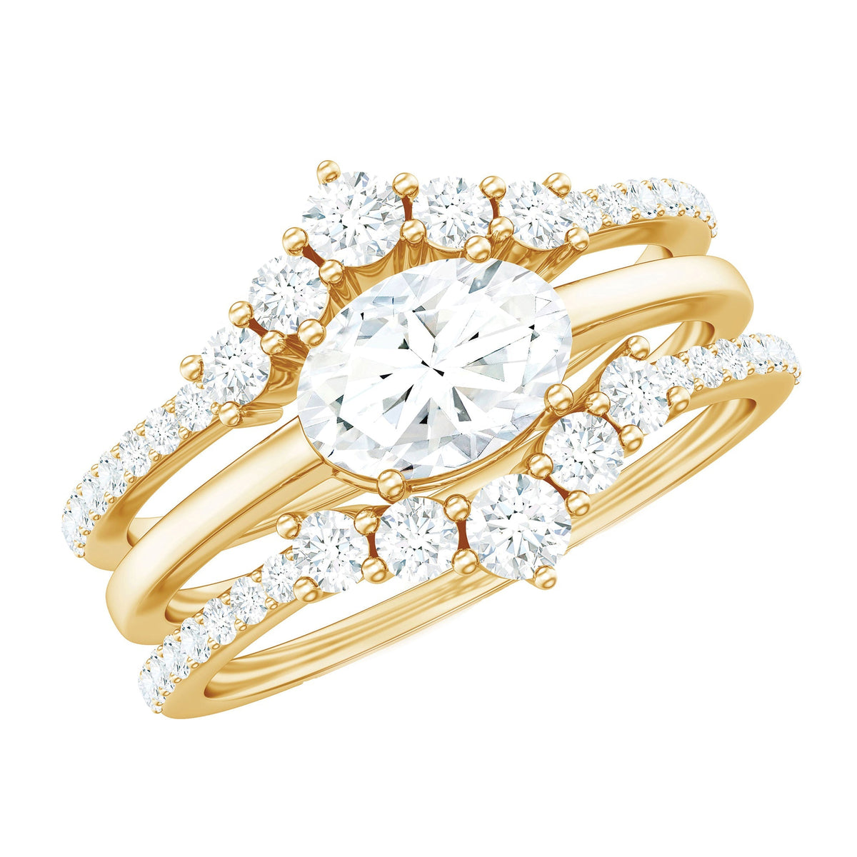 Brilliant Cut Moissanite Trio Wedding Ring Set with Certificate