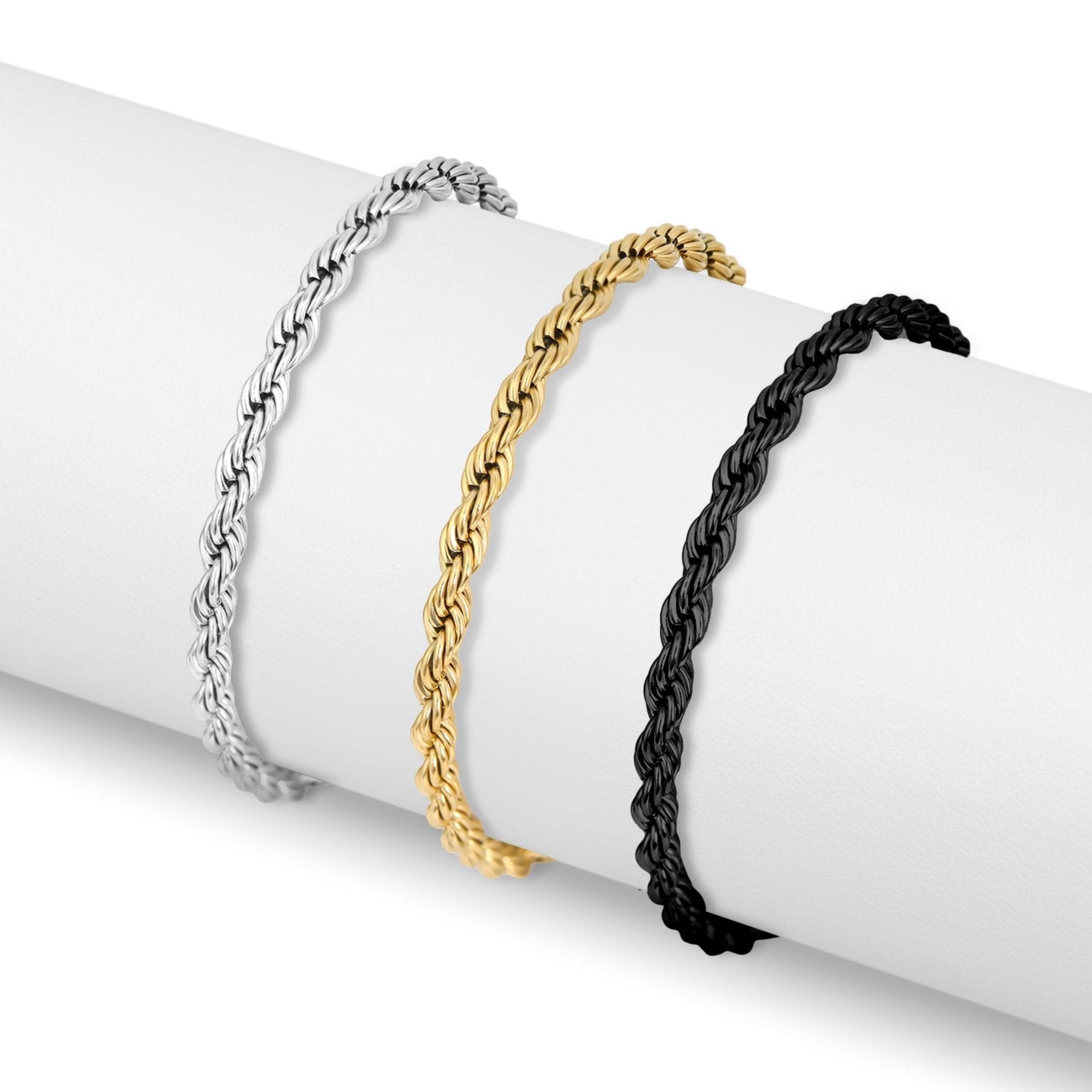 18K Gold PVD Stainless Steel Coated Rope Chain Bracelet/Anklet