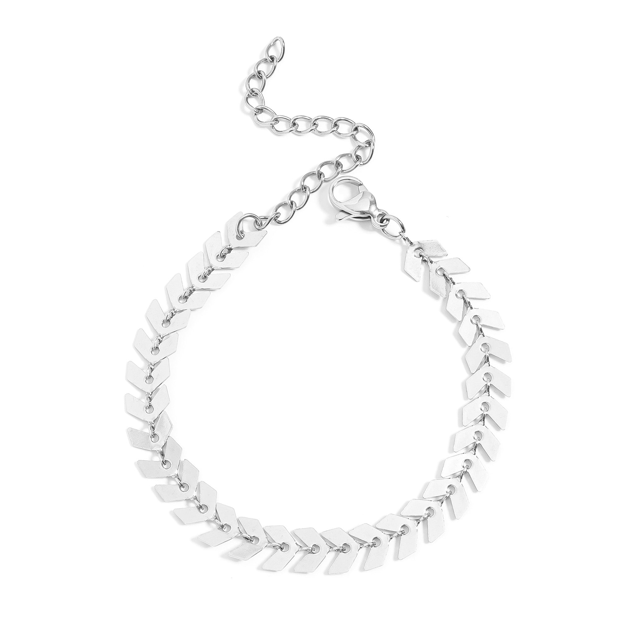 Engraved Pearl Bracelet – Gold Stainless Steel Chevron Chain with Adjustable Clasp