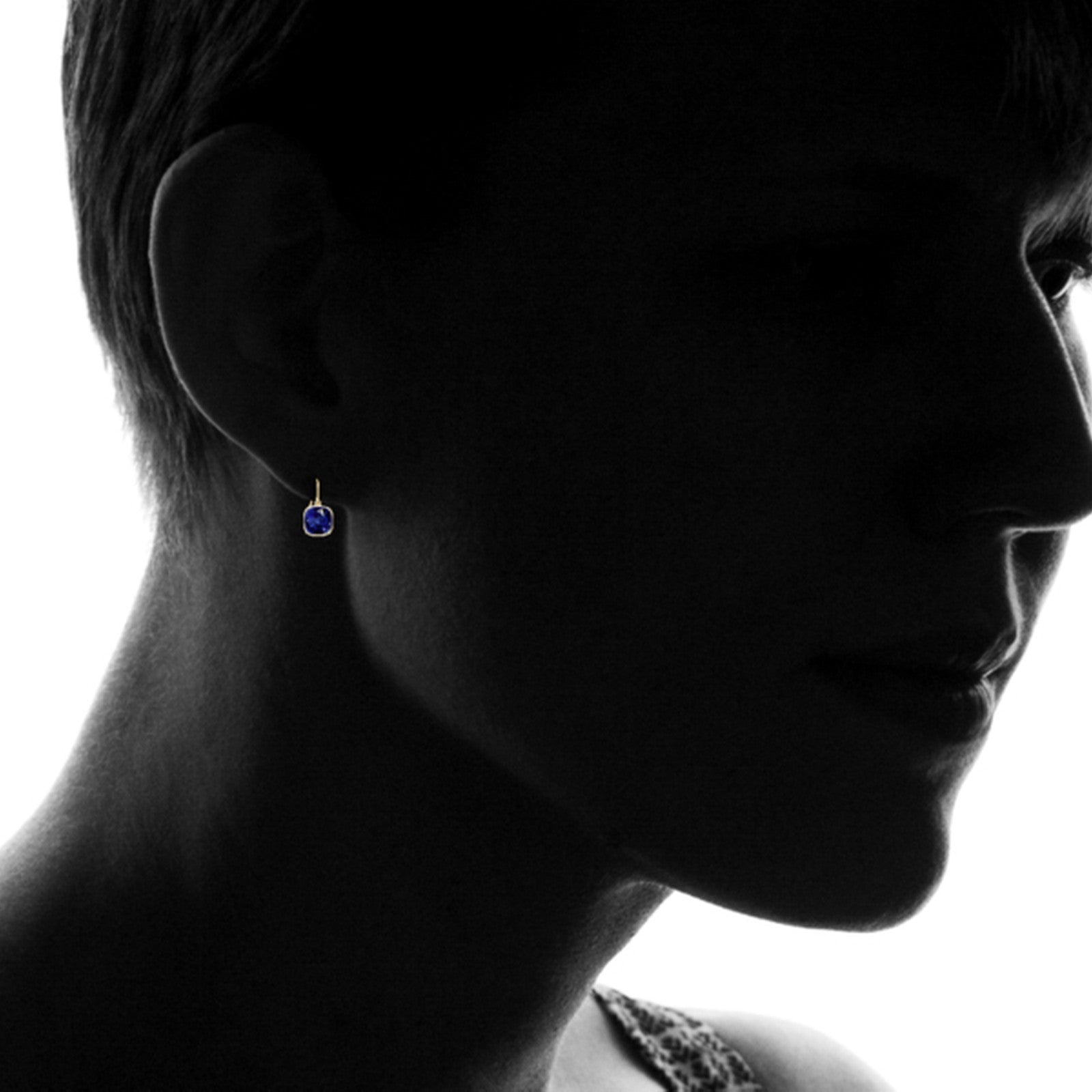 Lab Grown Sapphire Earrings – 14K Gold Drop Earrings with Cushion Cut Emeralds Set