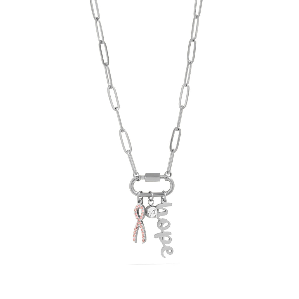 Cancer Awareness Necklace – 18K Gold Stainless Steel Chain with Carabiner Clasp - Necklaces | Sunflower Soul Boutique