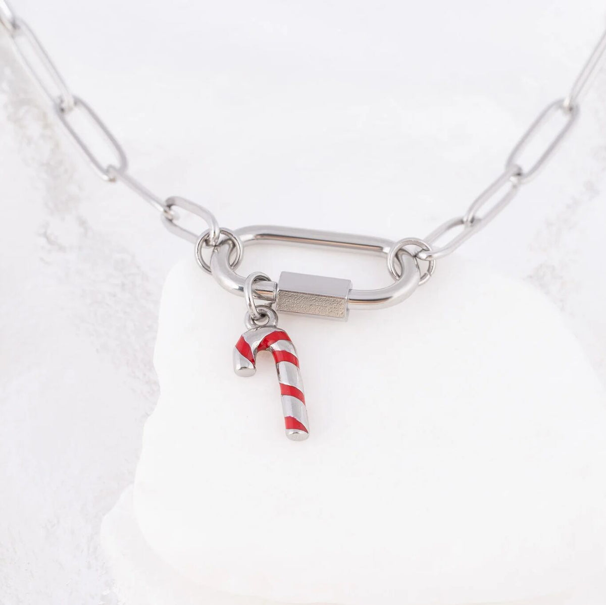 Wholesale Jewelry 18K Gold PVD Stainless Steel Candy Cane Charm- stainless studio
