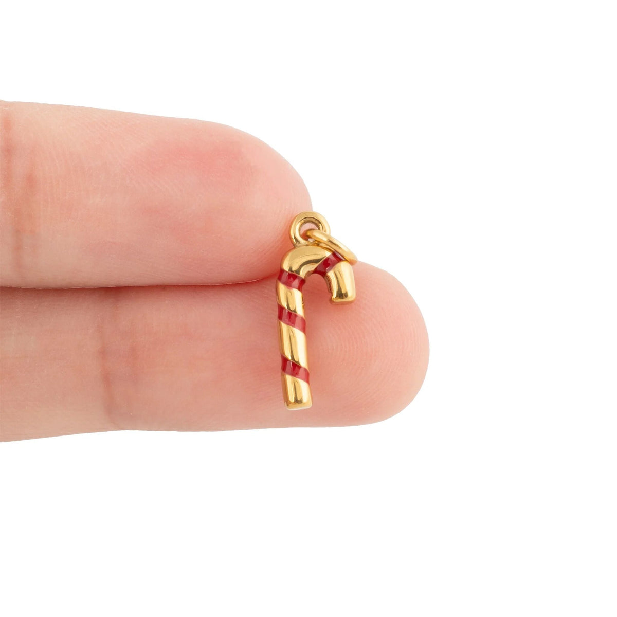 Wholesale Jewelry 18K Gold PVD Stainless Steel Candy Cane Charm- gold scale