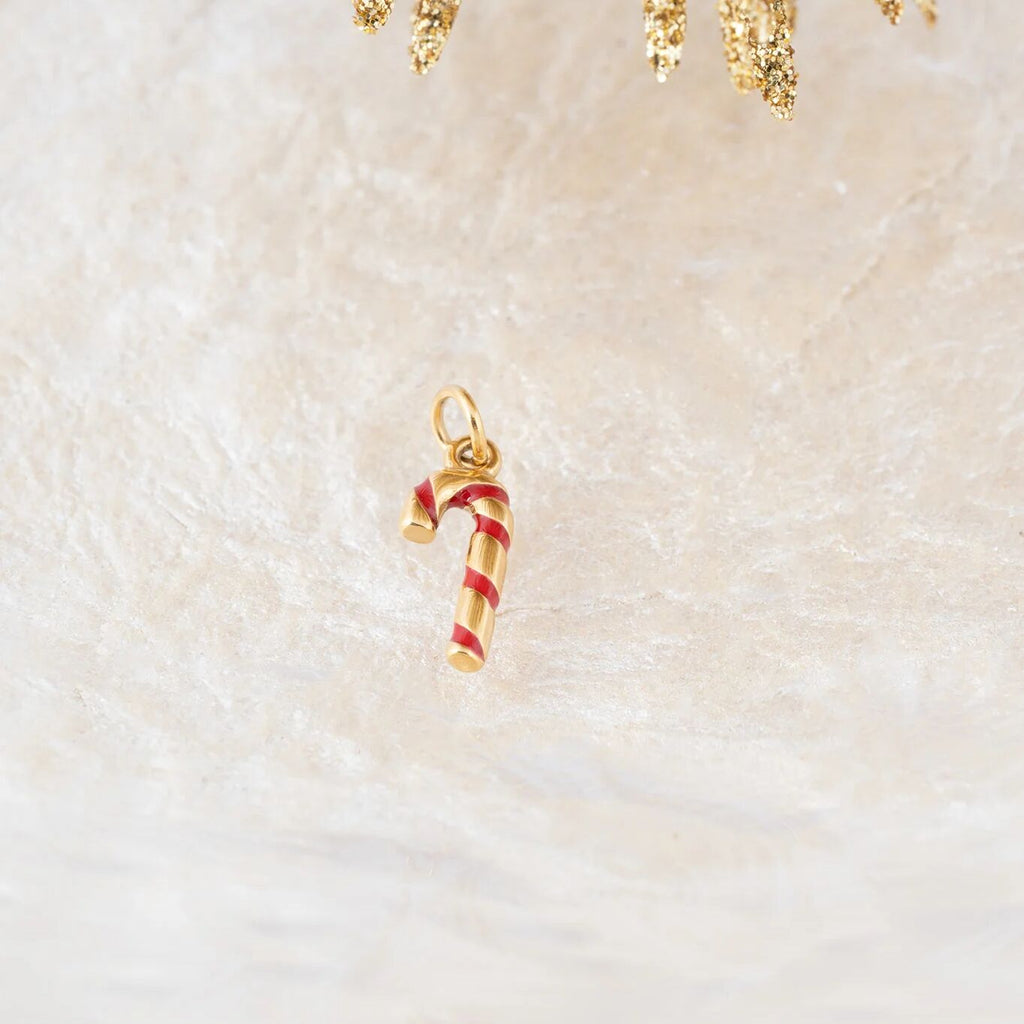 Wholesale Jewelry 18K Gold PVD Stainless Steel Candy Cane Charm- gold studio