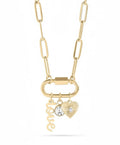 Carabiner Charm Necklace – 18K Gold Paperclip Chain With Love Charm - Necklace | Sunflower Soul Boutique