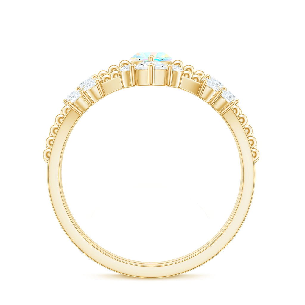 Certified 0.5 Carat Real Ethiopian Opal Marquise Engagement Wedding Ring Set of 2