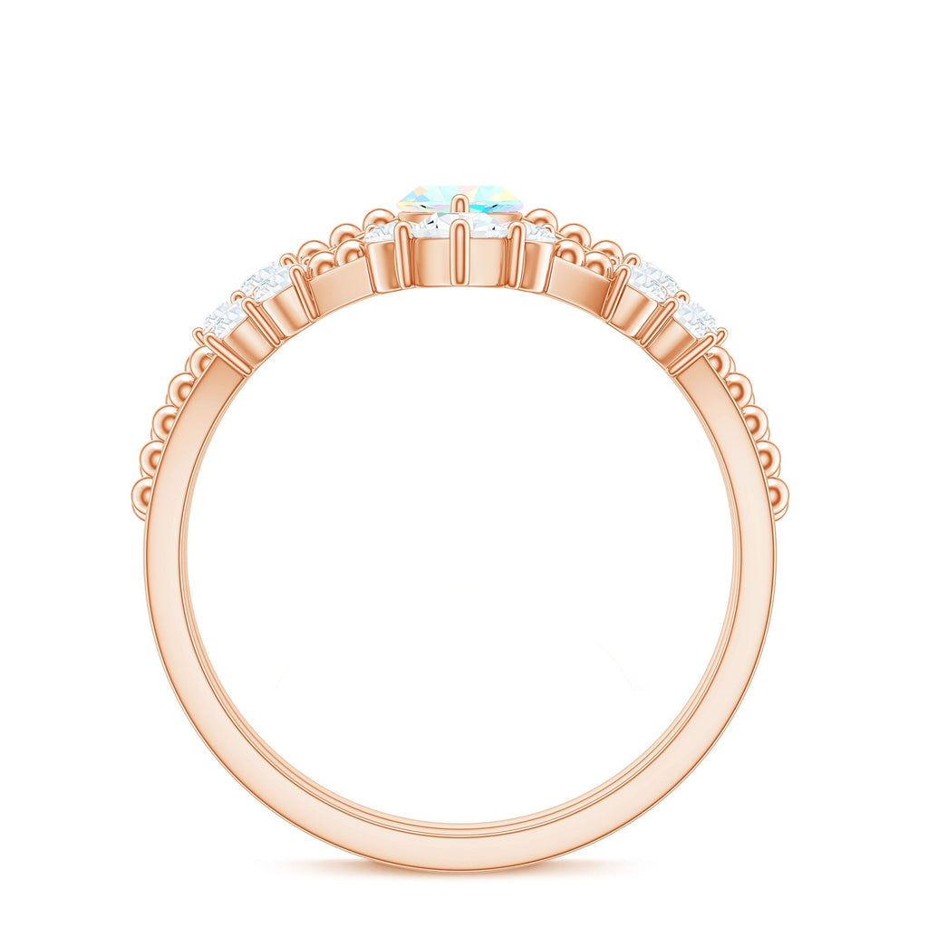 Certified 0.5 Carat Real Ethiopian Opal Marquise Engagement Wedding Ring Set of 2