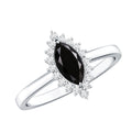 Certified 0.8 Carat Lab Grown Black Diamond Marquise Engagement Ring with Halo