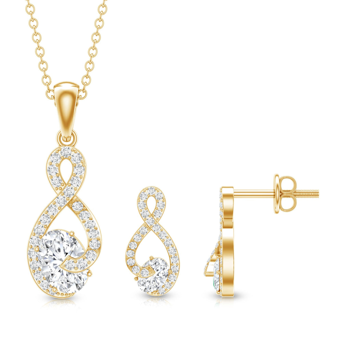 Certified 0.9 Carat Moissanite Infinity Necklace and Earring Set