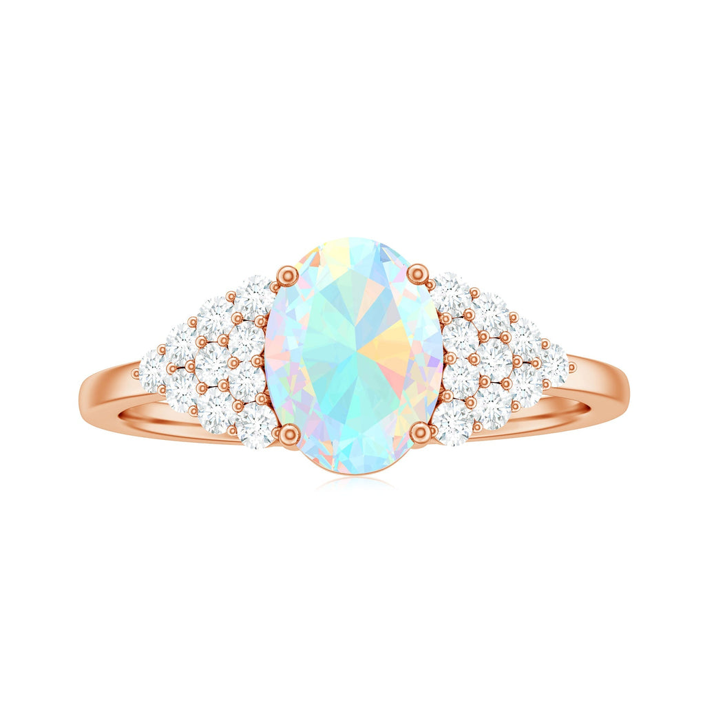 Certified 1.2 Carat Ethiopian Opal Oval Engagement Ring with Diamond