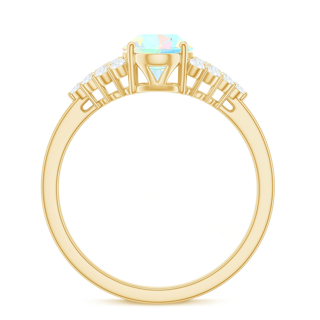 Certified 1.2 Carat Ethiopian Opal Oval Engagement Ring with Diamond