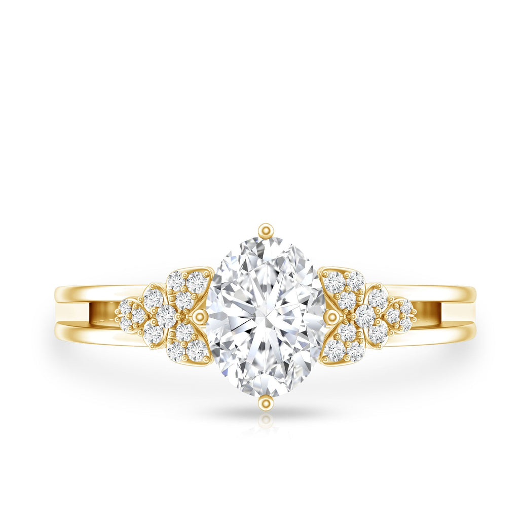 Certified 1.2 Carat Lab Grown Oval Diamond Designer Engagement Ring