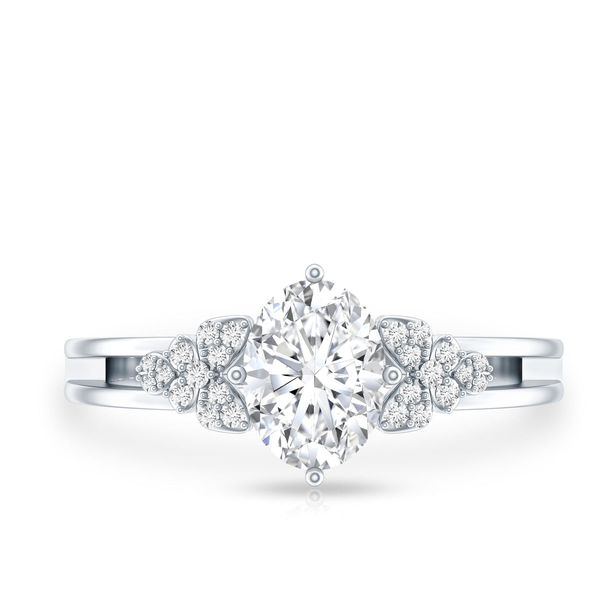 Certified 1.2 Carat Lab Grown Oval Diamond Designer Engagement Ring