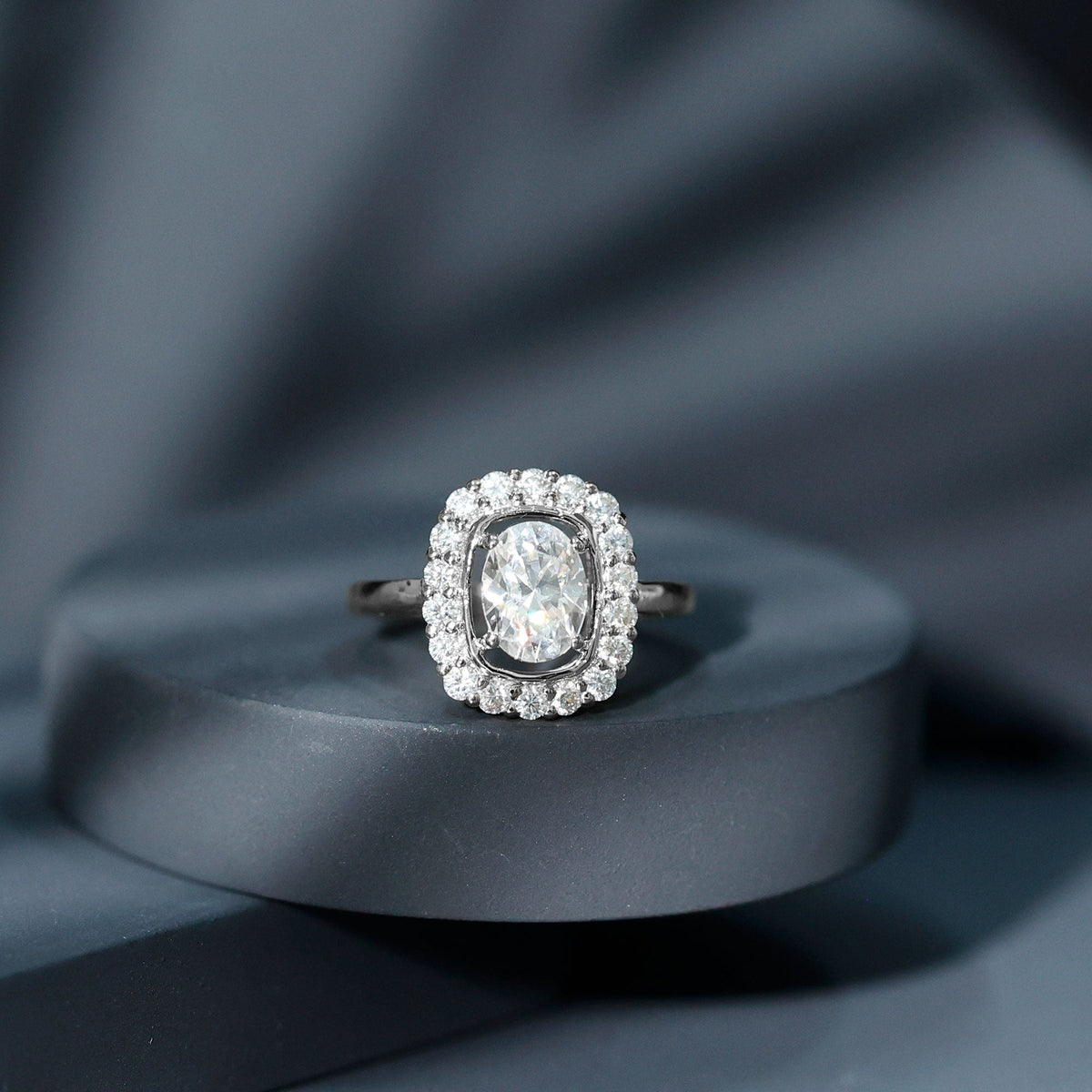 Certified 1.2 Carat Oval Lab Grown Diamond Halo Engagement Ring