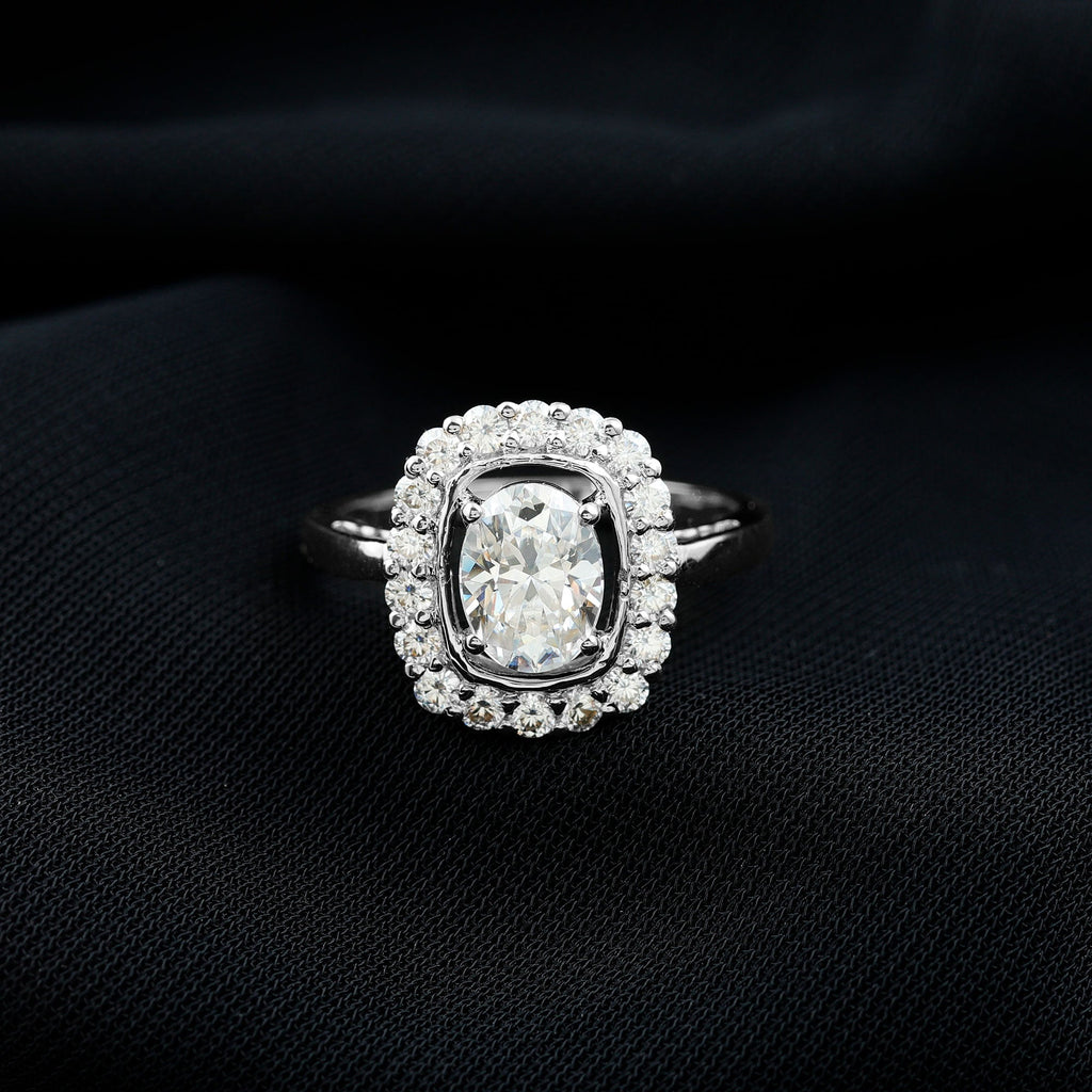 Certified 1.2 Carat Oval Lab Grown Diamond Halo Engagement Ring