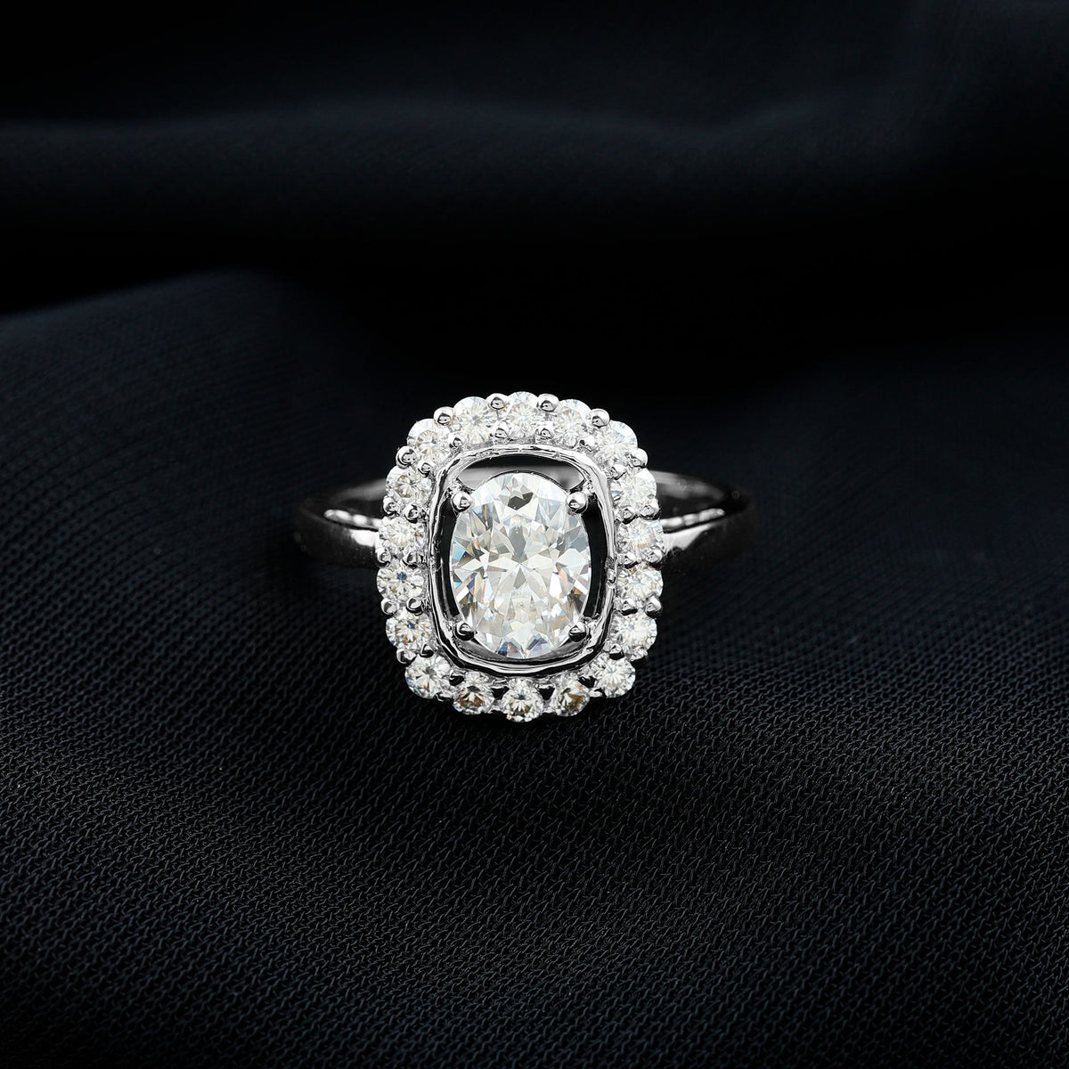 Certified 1.2 Carat Oval Lab Grown Diamond Halo Engagement Ring