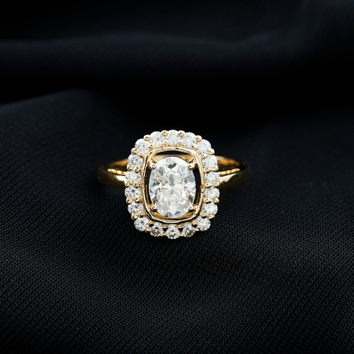Certified 1.2 Carat Oval Lab Grown Diamond Halo Engagement Ring