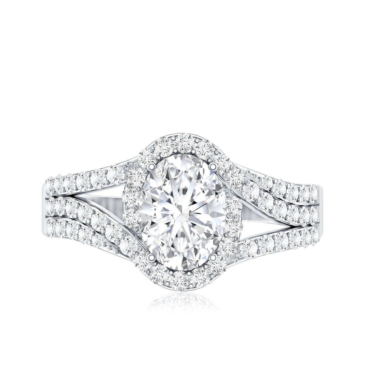 Certified 1.2 Carat Oval Lab Grown Diamond Split Shank Engagement Ring