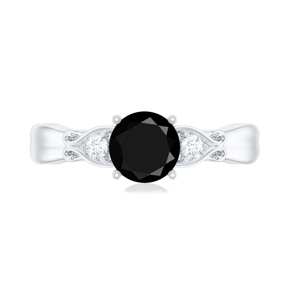 Certified 1.3 Carat Lab Grown Black Diamond Engagement Ring with White Diamond