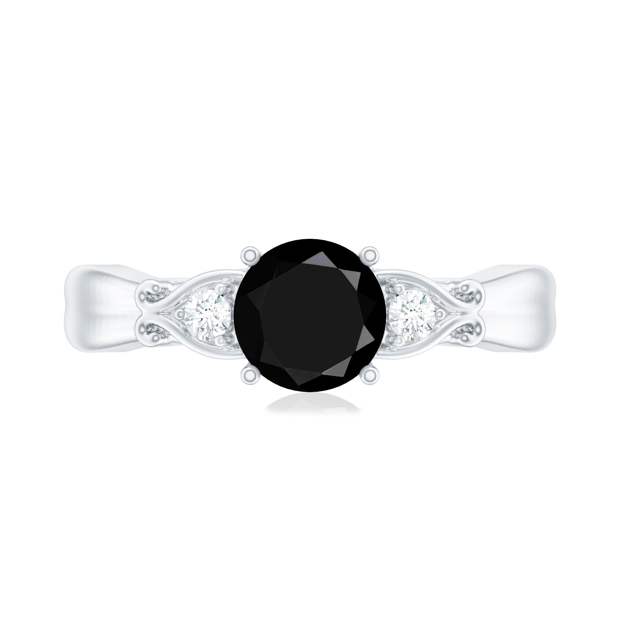 Certified 1.3 Carat Lab Grown Black Diamond Engagement Ring with White Diamond