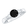 Certified 1.3 Carat Lab Grown Black Diamond Engagement Ring with White Diamond
