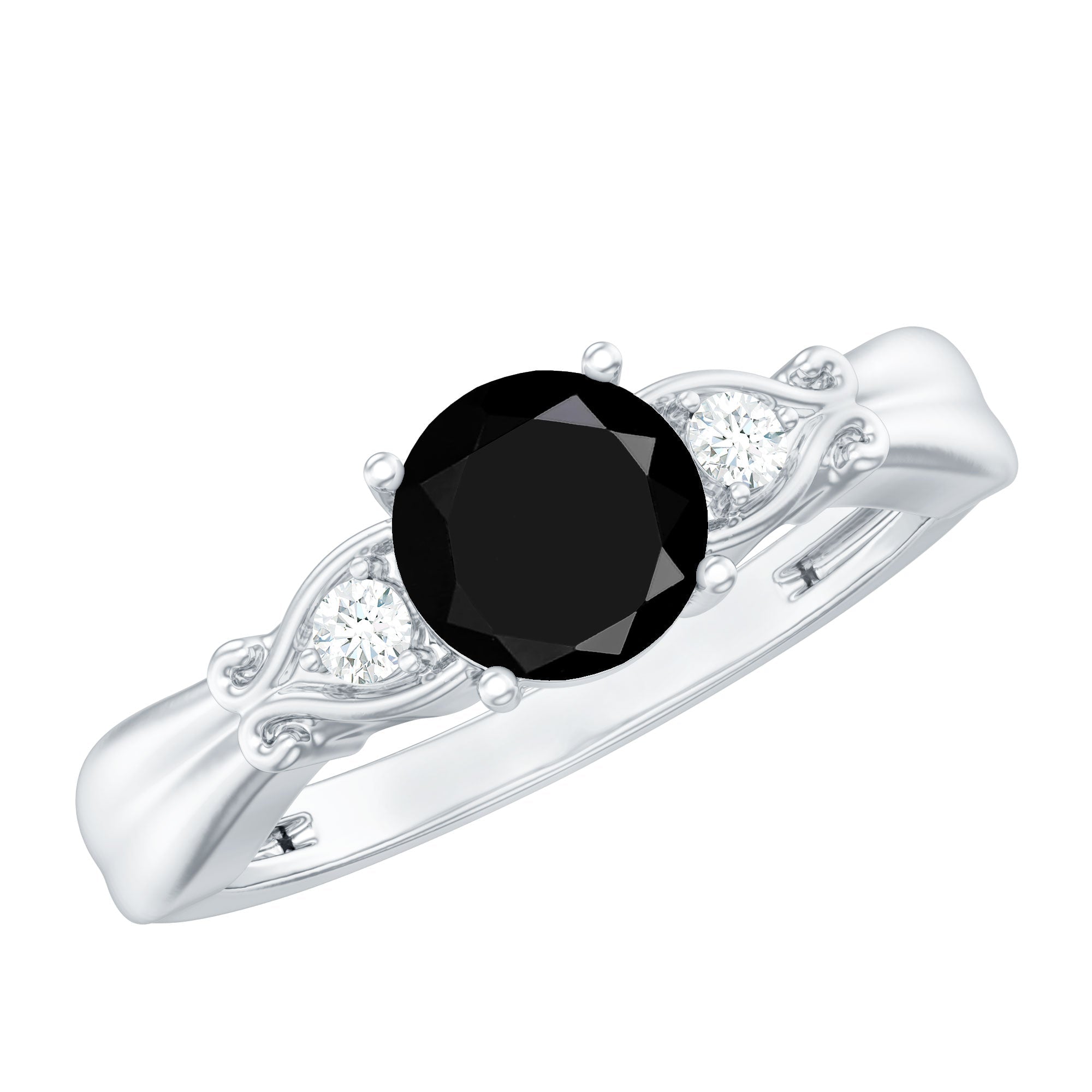 Certified 1.3 Carat Lab Grown Black Diamond Engagement Ring with White Diamond