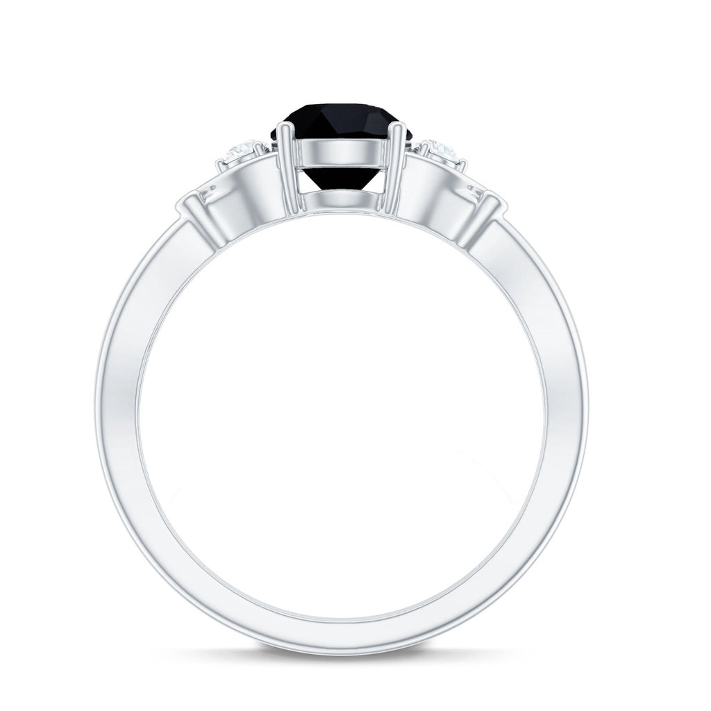 Certified 1.3 Carat Lab Grown Black Diamond Engagement Ring with White Diamond