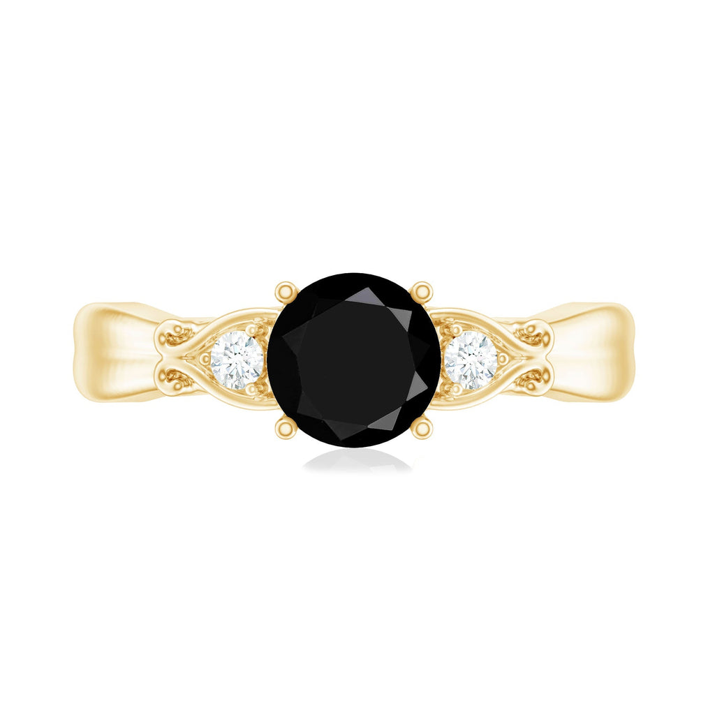 Certified 1.3 Carat Lab Grown Black Diamond Engagement Ring with White Diamond