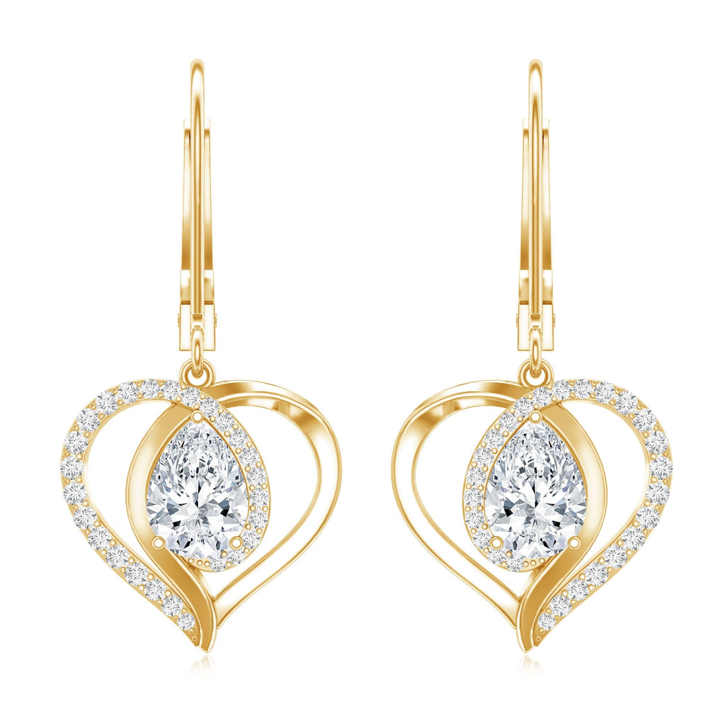 Certified 1.3 Carat Pear Lab Grown Diamond Heart Drop Earrings