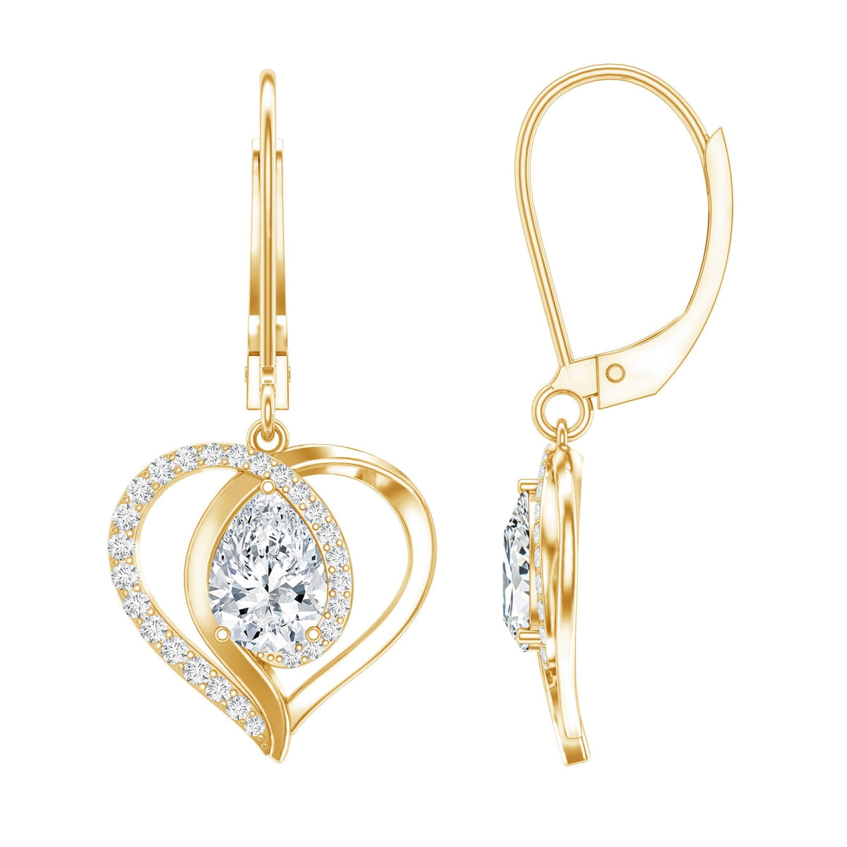 Certified 1.3 Carat Pear Lab Grown Diamond Heart Drop Earrings