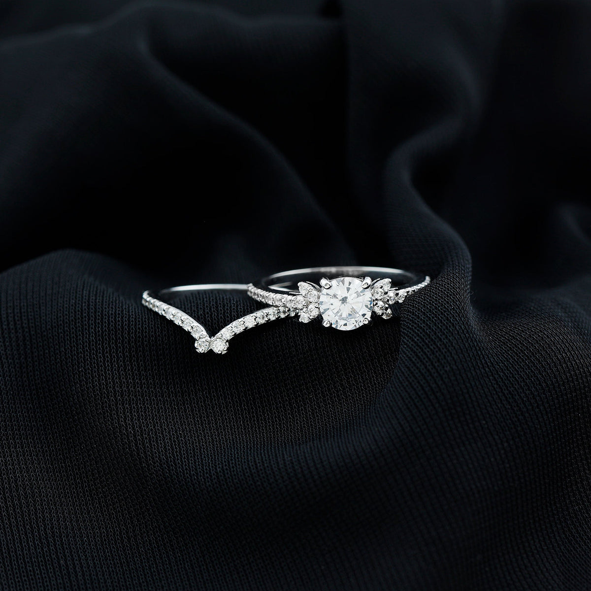 Certified 1.7 Carat Cushion Lab Grown Diamond Engagement Ring with Wedding Band