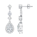 Certified 2 Carat CZ and Silver Teardrop Dangle Earrings for Wedding