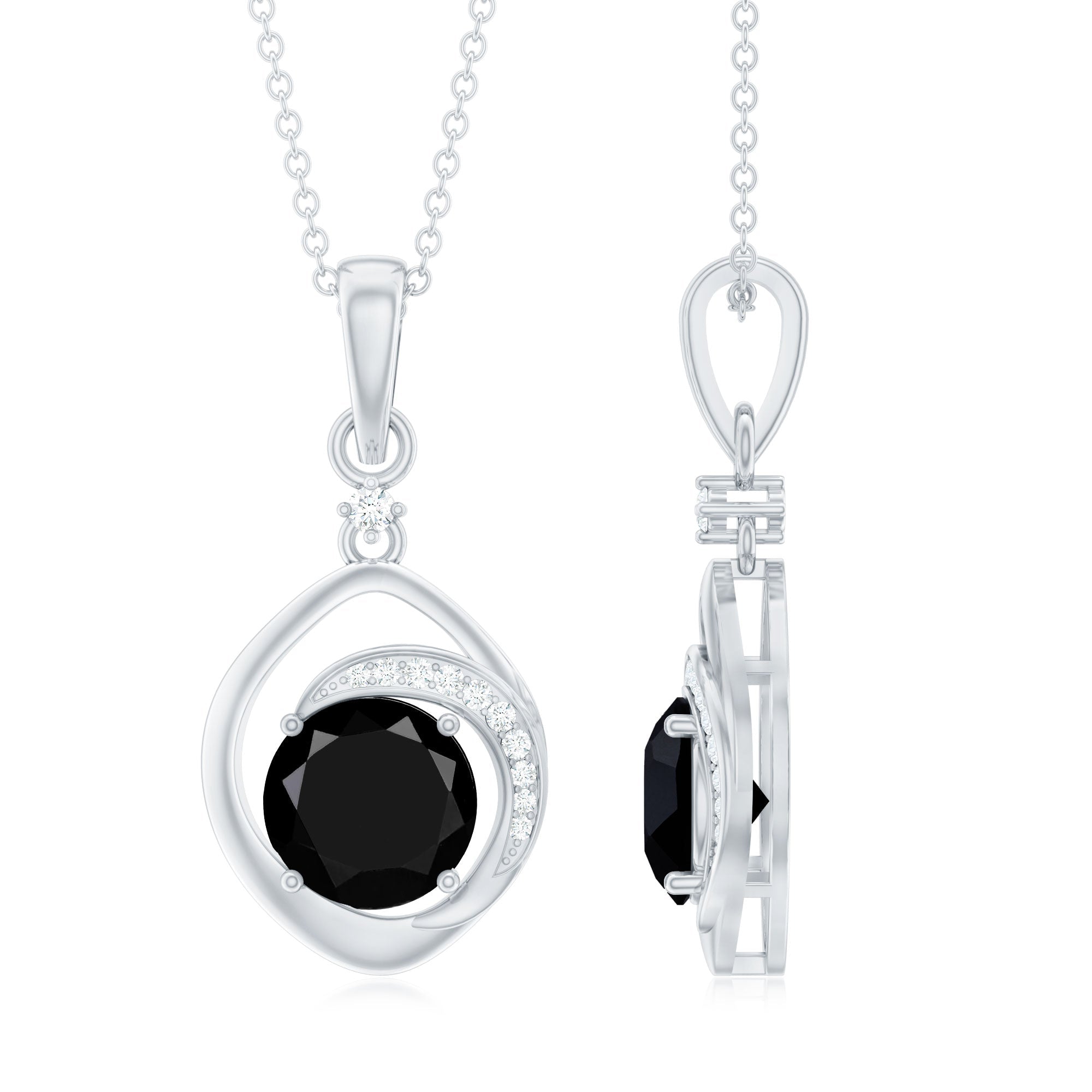 Certified 2 Carat Lab Grown Black and White Diamond Drop Necklace